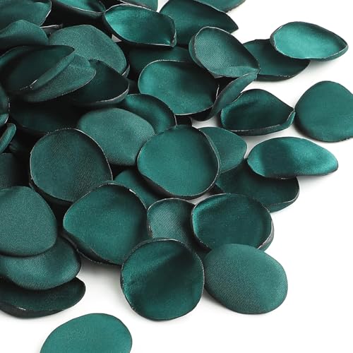 Floroom 300pcs Rose Petals Emerald Green Faux Silk Flower Petals for Wedding Flower Girl Basket Aisle Scatter Dinner Table Centerpieces Party Confetti Bridal Shower Romantic Night Decoration - color: Emerald Green, size: 300pcs