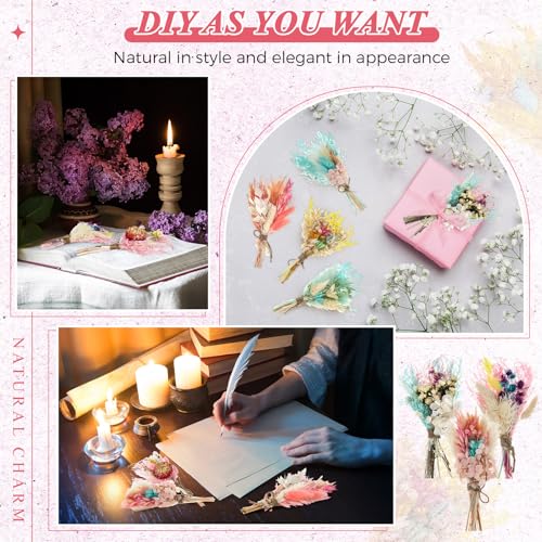 Layhit 12 Pcs Boho Dried Flower Bouquet Mini Wedding Handmade Dry Flowers Decor for Vase Crafts DIY Photo Boutonniere for Men Floral Plant for Bridesmaid Gift Birthday Decor(Lively) - style: Lively