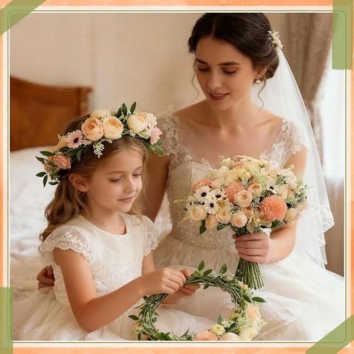 Tigeen 6 Bundles Artificial Bouquet Flowers Artificial Peonies Faux Roses Hydrangea Flowers Bouquet for Wedding Table Centerpiece Floral Vase Decor (Champagne) - color: Champagne