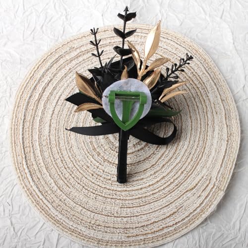 Boutonniere for Men Artificial Flowers 1 Piece Wedding Prom Homecoming Corsage Anniversary Party Decoration (1, Black) - color: Black