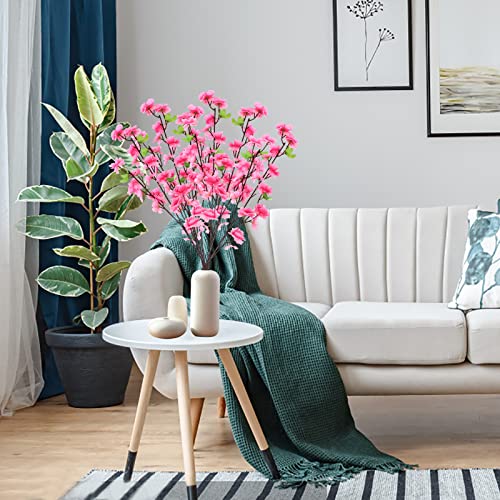 5PCS Artificial Cherry Blossom Branches Silk Spring Peach Blossom Fake Flowers Arrangements for Home Wedding Decoration (5PCS Pink) - color: 5pcs Pink