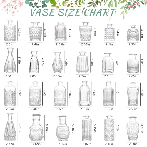 SUPMIND 24pcs Glass Bud Vase Set, Small Clear Flower Vases for Centerpieces in Bulk, Mini Vintage Vase for Wedding, Home,Table Decoration - color: Clear, size: 24Pcs