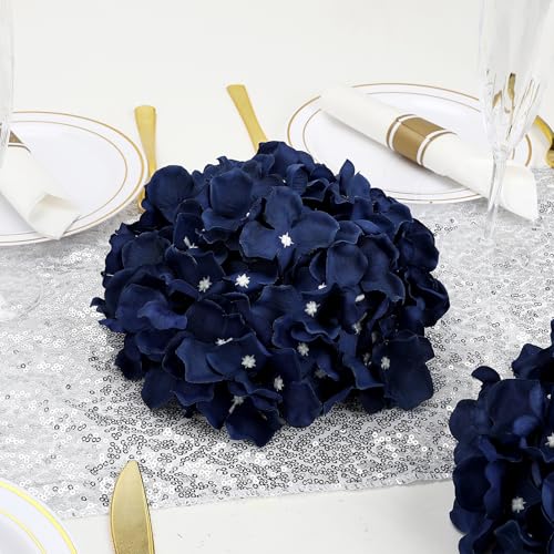 11.81 Inch Hydrangea Flower Balls for Centerpieces - 12 PCS Artificial Floral Arrangement Large Fake Silk Kissing Ball for Wedding Table Home Party Decor - Navy Blue - color: Navy Blue-11.81 Inch-12 Pcs, size: Large Size