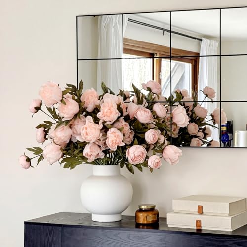 Thiccywoov 12 Pcs Faux Peony Stems Flowers Bulk Vintage Artificial Silk Peonies Stems Real Look Fake Peonies Branch for Vase Filler DIY Bouquet Centerpiece Home Indoor Outdoor Decor (Pink) - color: Pink