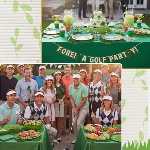 6 Pcs Golf Artificial Grass Mat Placemats for Golf Party Decorations Centerpieces for Table Green Fake Grass Tiles Placemats Birthday Party Decorations for Wedding Baby Shower