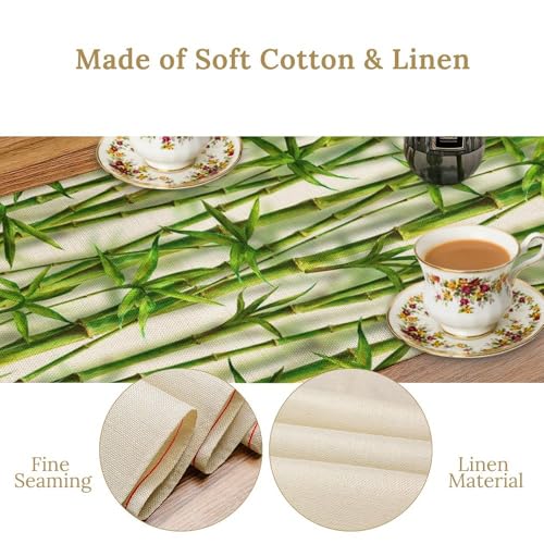 Bamboo Table Runner Abstract Botanical Leaves Art Printed Dinner Runner for Home Kitchen Dining Table Decor Fabric 1 Panel W13xL36in - color: Bamboo-1, size: 13"W x 36"H