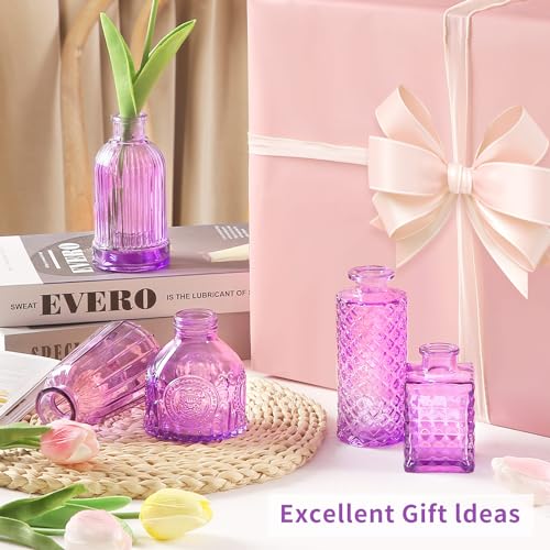 Glass Bud Vases in Bulk Set of 30 Pcs,Small Glass Vases for Flowers as Wedding Centerpieces for Tables,Clear Flower Vases Suitble for Wedding Decorations,Home Decor (Light Purple, 30 pcs) - color: Light Purple, size: 30 pcs