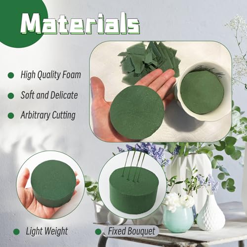 8 Pcs Round Floral Foam,Green Wet Dry Flower Foam,Florist Plant Foam Block for Wedding,Artificial Aisle Flowers,Party Decoration,Fresh Flowers Arrangements - color: 8 PCS