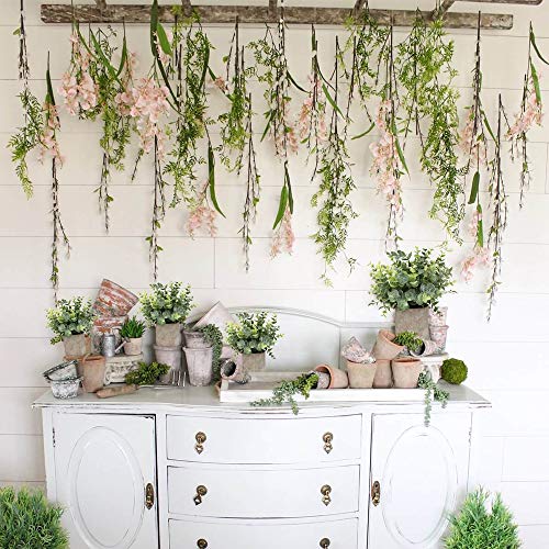 Mini Potted Plants Artificial Eucalyptus Boxwood Rosemary Faux Herbs Small House Plants 8.3"-9" Tall for Indoor Greenery Tabletop Décor Centerpiece (Sprayed Eucalyptus)
