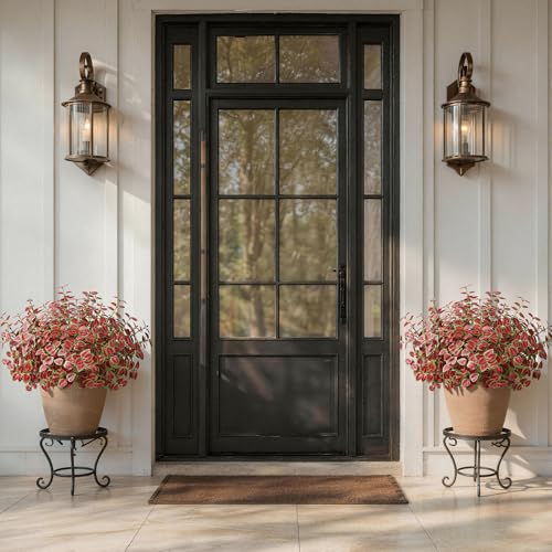 Ivydale Artificial Plants Outdoor 5 Pcs, Faux Greenery Plants Outdoor UV Resistant Silk Plants with Stems, Fake Plants for Outside Planter Front Porch Patio Pathway Decoration(Red) - color: Red