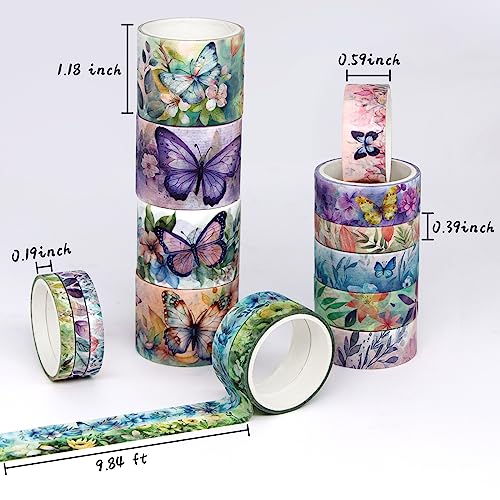 20 Rolls Washi Tape Set - Floral Butterfly Decorative Masking Tape, Adhesive Tape for Bullet Journal Supplies, Junk Journal, Diy Craft, Scrapbooking Supplies, Gift Wrapping, Party Decoration - style: Floral