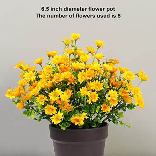 alyptus Fake Flowers Yellow Flowers for Spring Summer Decor - 8 Bundles Outdoor Christmas Flowers UV Resistant Artificial Flower for Home Garden Window Decor - color: Yellow