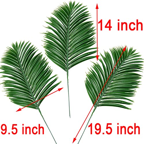 CLONG 12pcs Artificial Palm Leaves Tropical Plants Faux Fake Palm Fronds Plant (Green)