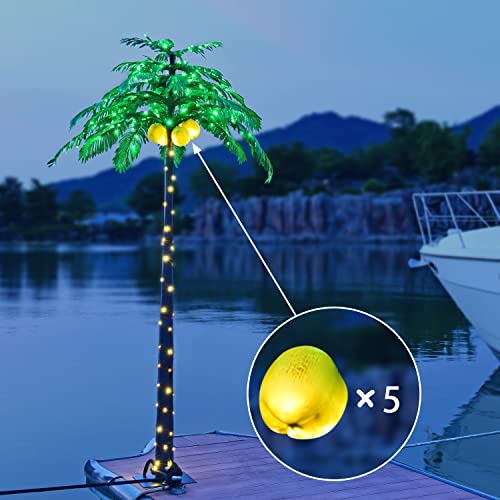 Lightshare Lighted Upgraded 8FT Gorgeous Artificial Lighted Palm Tree, 256 LED Lights, Decoration for Home,Party, Christmas, Nativity, Outside Patio - size: 8ft