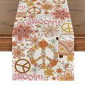 Artoid Mode Daisy Flower Peace and Love Table Runner, Wreath Float Groovy Kitchen Dining Table Decoration for Outdoor Home Party 13x72 Inch