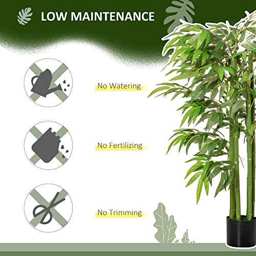 HOMCOM 4.5FT Artificial Bamboo Tree, Decorative Faux Plant in Nursery Pot for Indoor or Decor