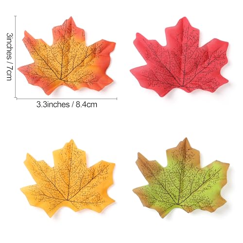 SITUMEIZI 400PC Fake Fall Leaves Autumn Fall Decor for Home Maple Leaf for Wedding Party Halloween Thanksgiving Decorations 4 Colors - color: Yellow Orange Red Brown