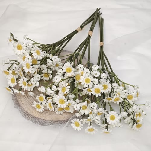 Small Daisy Flowers Artificial Wildflowers Chamomile White 18 Pcs | Mini Daisies Flowers Silk Spring Summer Chamomiles for DIY Floral Arrangements Wedding Table Centerpieces Party Home Decor - color: White