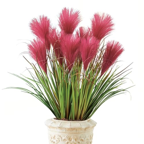 Collections Etc Faux Pampas Grass Picks - Set of 3 - Outdoor or Indoor Decorative Accent, Red
