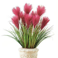 Collections Etc Faux Pampas Grass Picks - Set of 3 - Outdoor or Indoor Decorative Accent, Red