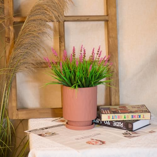 Artificial Plants Outdoor 12 Bundles Fake Monkey Grass Fade Resistant Plastic Faux Flowers Look Real for Porch Patio Home Garden Pot Decor (12 Bundles Pink Monkey Grasses) - color: 12 Bundles Pink Monkey Grasses