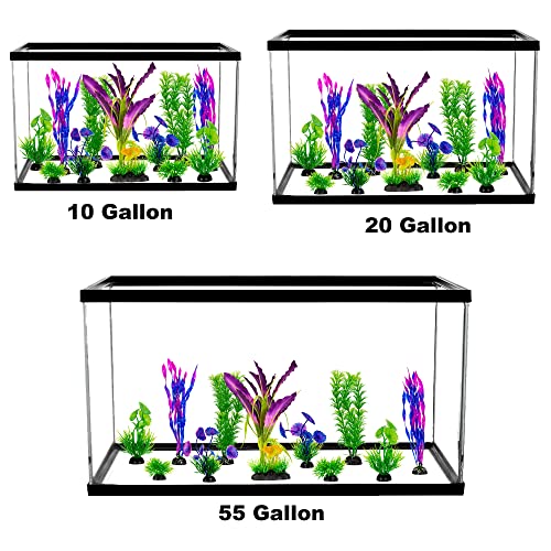 UNEAK 11 pcs Aquarium Flower Plant Plastic Set Fish Tank Large Artificial Decor Resin Plants Ornament Beta Goldfish Decorations Ornaments Freshwater & Saltwater Décor (Mix) - color: Plant Set Mixed Color