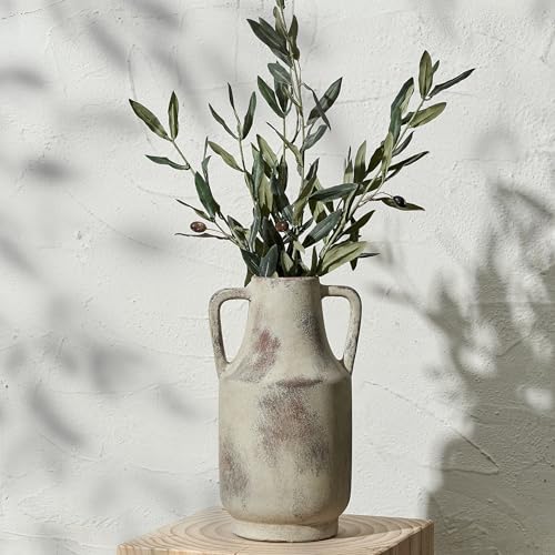 SIDUCAL Ceramic Rustic Flower Vase with Handles | 12 inch Tall Vase for Farmhouse Home Wedding Table Centerpieces, Large Decorative Terracotta Vases for Home Decor, Living Room,Shelf Decor, Terra - color: 112-terra