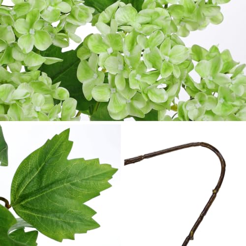 DILATATA Real Touch Hydrangea Artificial Flowers 19” Tall Artificial Hydrangea Flowers Double-Headed Faux Hydrangeas, Green Hydrangeas, Realistic Silk Hydrangea for Home Decor Weddings Arrangements - color: Green#02