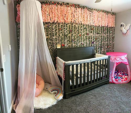 WEISPARK Fake Hanging Flowers - 12 Pieces 3.75 Feet/Piece Artificial Wisteria Vine Ratta Hanging Garland Silk Flowers for Home Party Wedding Decor (Light Pink) - color: Light Pink