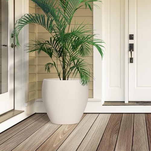 YNNICO Plant Pots 17.5/14.8/12.2 inch Set of 3, Flower Pots with Drainage Holes, Large Planters for Indoor Outdoor Garden Plants and Flowers. (Light Beige) - color: Light Beige