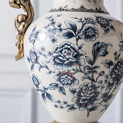 Magcolor Tall Table Modern Vase,Large Ceramic Flower Vases for Shelf Home Decor,Creative Classic Blue and White Vase 16.5 inch,Sophisticated Vessel for Decorative Branches and Dried Flower.