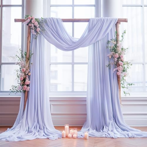 Wedding Arch Draping Fabric, 1 Panel 18FT Purple Sheer Backdrop Curtain Chiffon Fabric Drapery Voile Scarf Draping Panels for Wedding Archway Ceremony Curtain Valance Party Decoration - color: Purple Drapes Curtain, size: (1 Panel )6 Yards/18ft