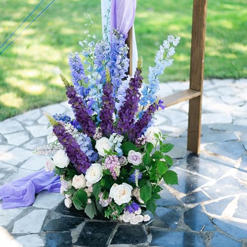 IPOPU 8PCS Snapdragon Artificial Flowers Purple Delphinium Artificial Silk Flowers Long Stem Hyacinths Fake Flowers for Wedding Home Outdoor Floral Arrangements Centerpieces Table Decorations (Purple) - color: Purple