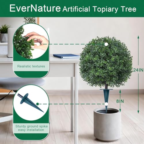 4 Pack Artificial Boxwood Topiary Ball Trees,16'' UV Resistant Fake Evergreen Shrubs Bushes Plants with Ground Spike, Fake Plants for Outdoor Indoor Front Porch Garden - color: 4pcs Boxwood