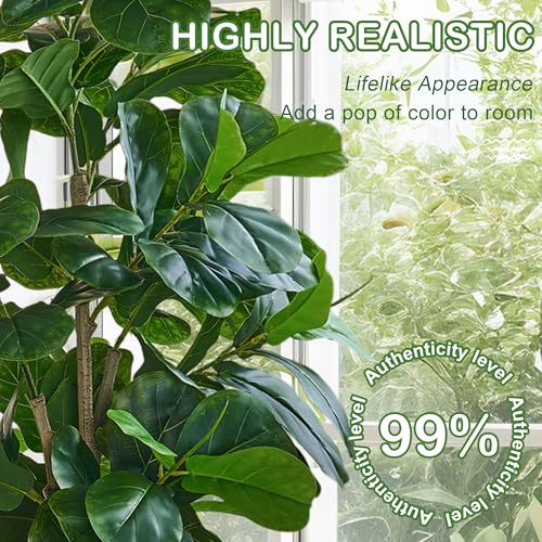 VECELO Artificial Fiddle Leaf Fig Tree 6FT(71in), Tall Fake Floor Plants with 150 Large Realistic Leaves in Plastic Pot for Indoor Outdoor Living Room Home Decor - color: Fiddle Leaf Fig Tree(6ft)