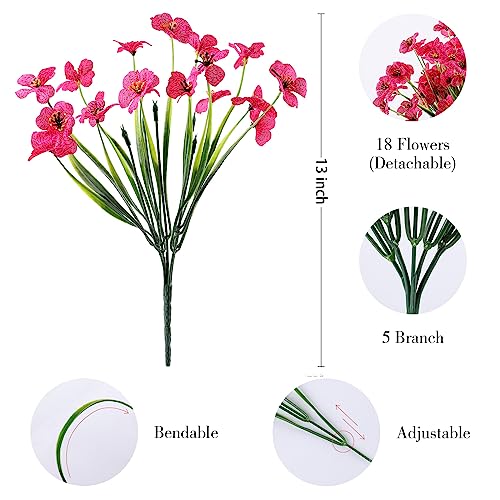 AGIRL 24 Bundles Artificial Flowers for Outdoor,No Fade Fake Plastic Flowers Faux Plants for Decoration Hanging Planters Indoor Outside Garden Porch Window Box Home Wedding Farmhouse - color: Fuchsia, size: 24