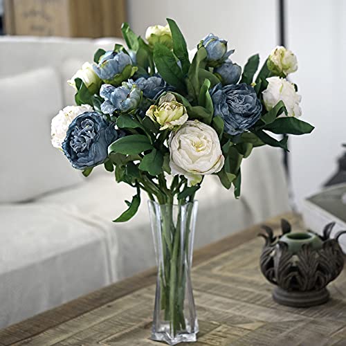 FiveSeasonStuff Vintage White Peonies – Realistic Artificial Silk Flowers with Dry-Look Petals, 6 Stems for Rustic Home & Wedding Bridesmaids Bouquet Bridal Showers - color: Antique White (6 Stems)