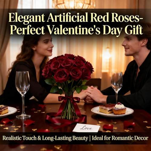 Felice Arts 12 Pack Red Roses Artificial Flowers Fake Roses with Stems Wine Red Silk Rose Bouquet for Party Home Wedding Valentines Mother's Day Bridal Vase Table DIY Decor - color: Wine