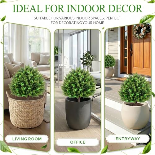 Artificial Pine and Cypress Fruit Topiary Trees with Spikes for Outdoor 24" Set of 2, UV Resistant Faux Greenery Shrubs, Realistic Fake Bushes Plant for Garden Yard Front Porch Patio Decor - color: Cypress