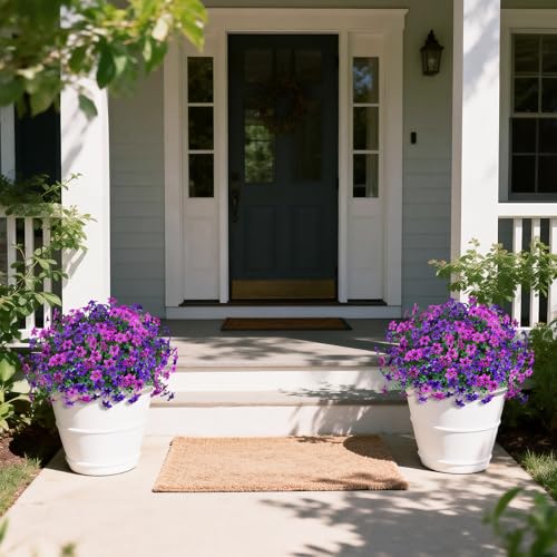 Artificial Flowers for Outdoor Faux Flower Spring Decoration, 12 Bundles Fake Plants Silk Daisy Bulk UV Resistant Realistic for Outside Porch Patio Balcony Planter Yard Garden Home Decor(Purple) - color: Multicolor Blend 4