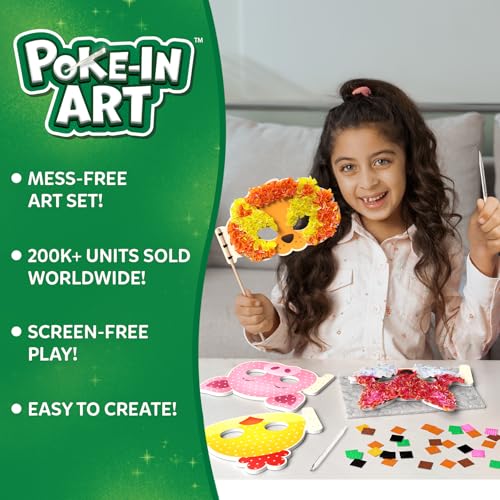 Skillmatics Poke-in Art - Animal Masks, Mess-Free Fun for Kids, DIY Wood Craft Kits, Creative Activity, Gifts for Girls & Boys Ages 4, 5, 6, 7, 8, 9 - style: 9. Animal Masks