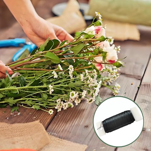 22 Gauge Black Floral Wire 3 Pack 114 Yards Flexible Paddle Wire for Christmas Wreath Tree,Crafts,Garland and Floral Arrangements (3, Black, 114 Yards) - color: Black