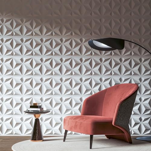 Art3d 20 Pack Decorative 3D Wall Panels, 19 Sq.Feet PVC Interior Wall Décor, 11.8"x11.8", White - color: White, size: 11.8"x11.8"