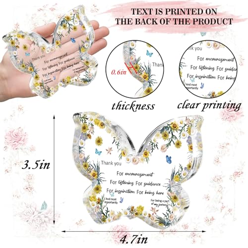 "Thank You For Being Part of My Journey" Yellow Butterfly Acrylic Plaque, Heartfelt Appreciation Gift for Teachers, Mentors, Mom & Friends - Inspirational Desk Decor - color: Yellow Black