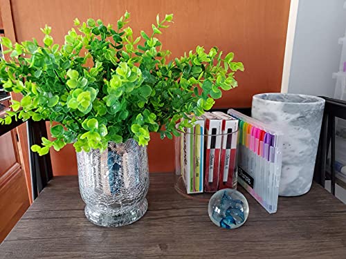 Ouddy Decor 8 Bundles Artificial Greenery Stems Fake Plants Outdoor UV Resistant Faux Plastic Boxwood for Kitchen Office Garden Porch Farmhouse Window Box Home Decor - size: 8 Pcs