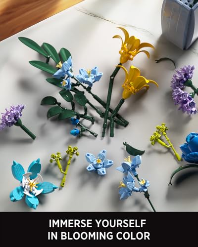 Nifeliz Wildflower Bouquet with Vase Model Toy, Botanical Building Set for Adults, Flower Arrangement for Home or Office Decor, Nature-Inspired Gift for Floral Enthusiasts (902 PCS, NF10337)