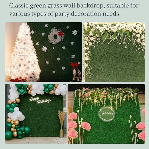 Large Size 8×8 Ft 3D Artificial Green Grass Flower Wall Panels, Quick Assembly Storage Greenery Fake Backdrop Fence Screen for Wedding Baby Show Birthday Party Indoor Outdoor Garden Backyard Home - color: Green, size: 8×8 Ft