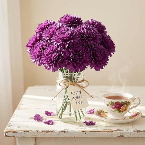 Larksilk 100 Pack Artificial Carnations - Bulk Silk Flowers for Weddings, Mother's Day, Graduations, Easter & Memorial Day - 3.5" Heads, 5" Stems, Real Touch Petals, 18 Colors Available - Lavender - color: Lavender, size: 100