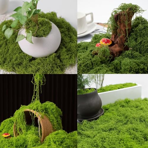 KEYUSHOP Fake Green Moss for Potted Plants 5.3 OZ Preserved Reindeer Moss Craft Decorative Artificial Moss for DIY Decorative Moss Table Centerpieces Decor Wall Art - color: Light Green 5.3 Oz