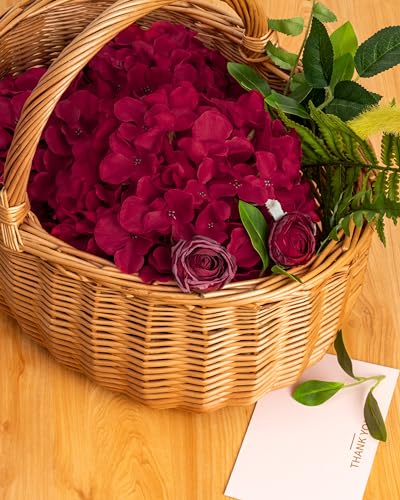 DuHouse 8.7" Silk Hydrangea Flower Heads with Stems Fake Hydrangeas Flowers for DIY Wedding Centerpiece Home Decor,Pack of 6(Fiery Red) - color: Fiery Red